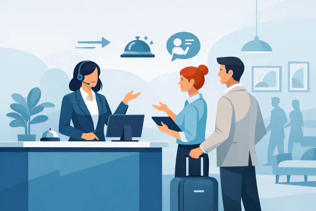 Animatie voor receptie gasten die werkt
