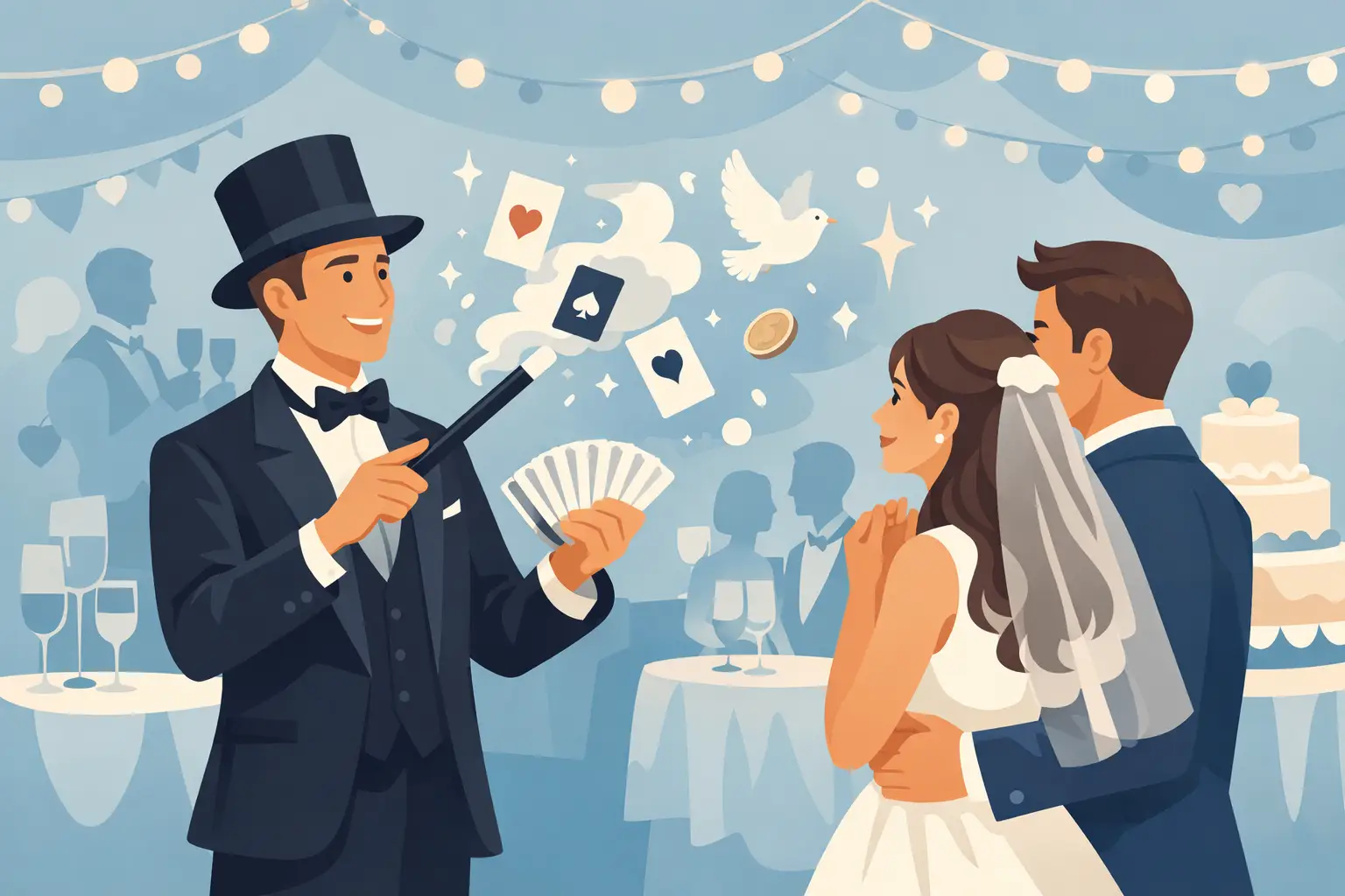 Gids voor goochelaar op trouwreceptie
