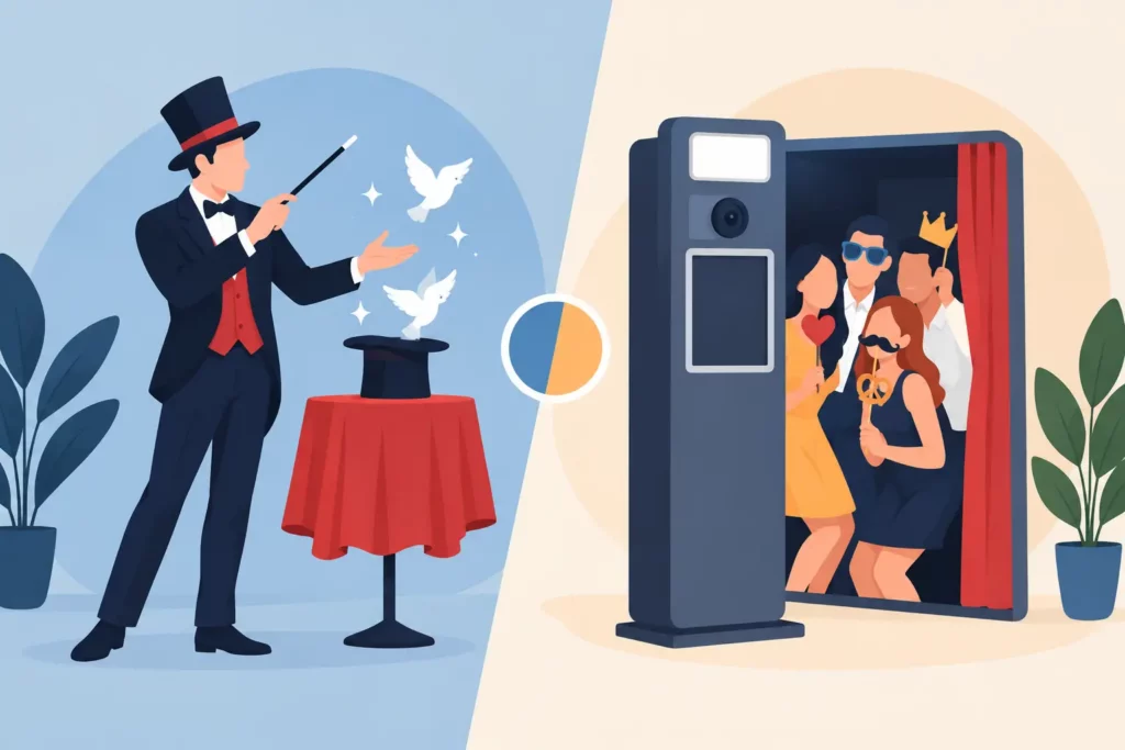 Goochelaar versus photobooth: wat werkt beter?